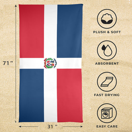 Dominican Republic Flag Beach Towel 31"x71" (Made in USA)