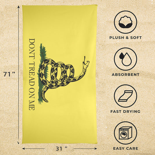 Gadsden Flag Inspired Beach Towel 31"x71" (Made in USA)