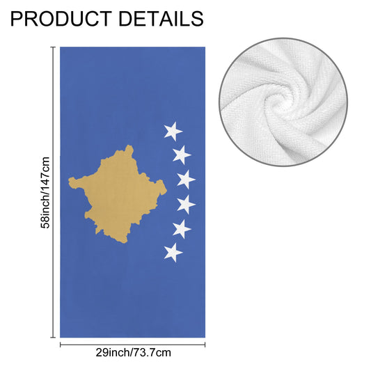 Kosovo Flag Inspired Custom Bath Towel 29"x58"(Made in USA)
