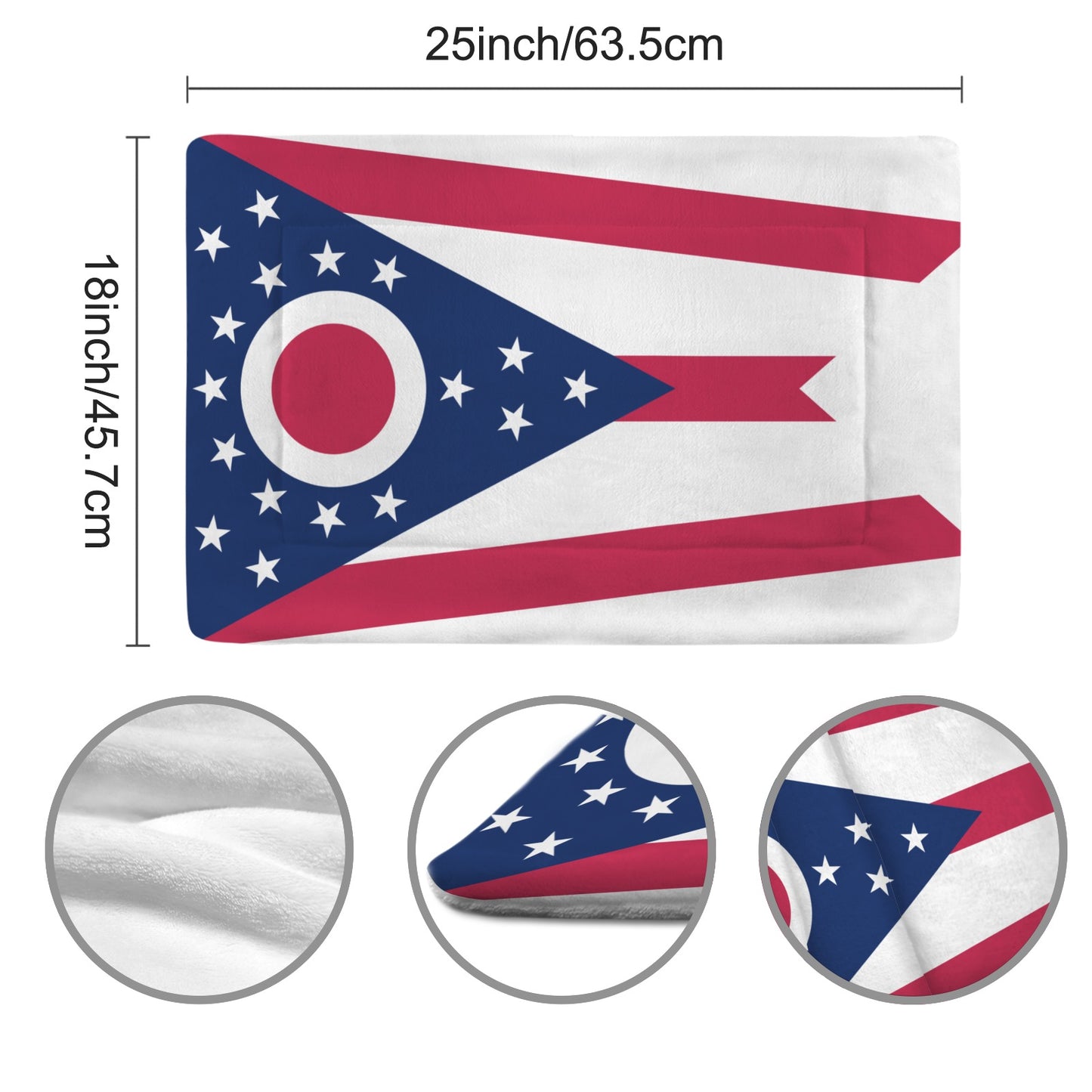Ohio Flag Inspired Pet Mat 25x18inch (Made in the USA)
