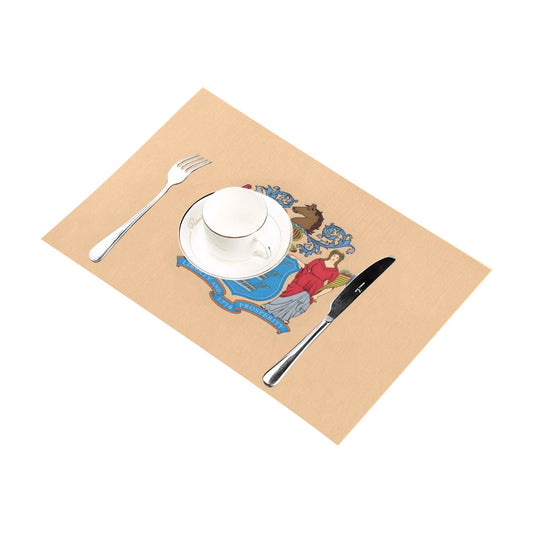 Luv My Flag placemat with cutlery and teacup setting.
