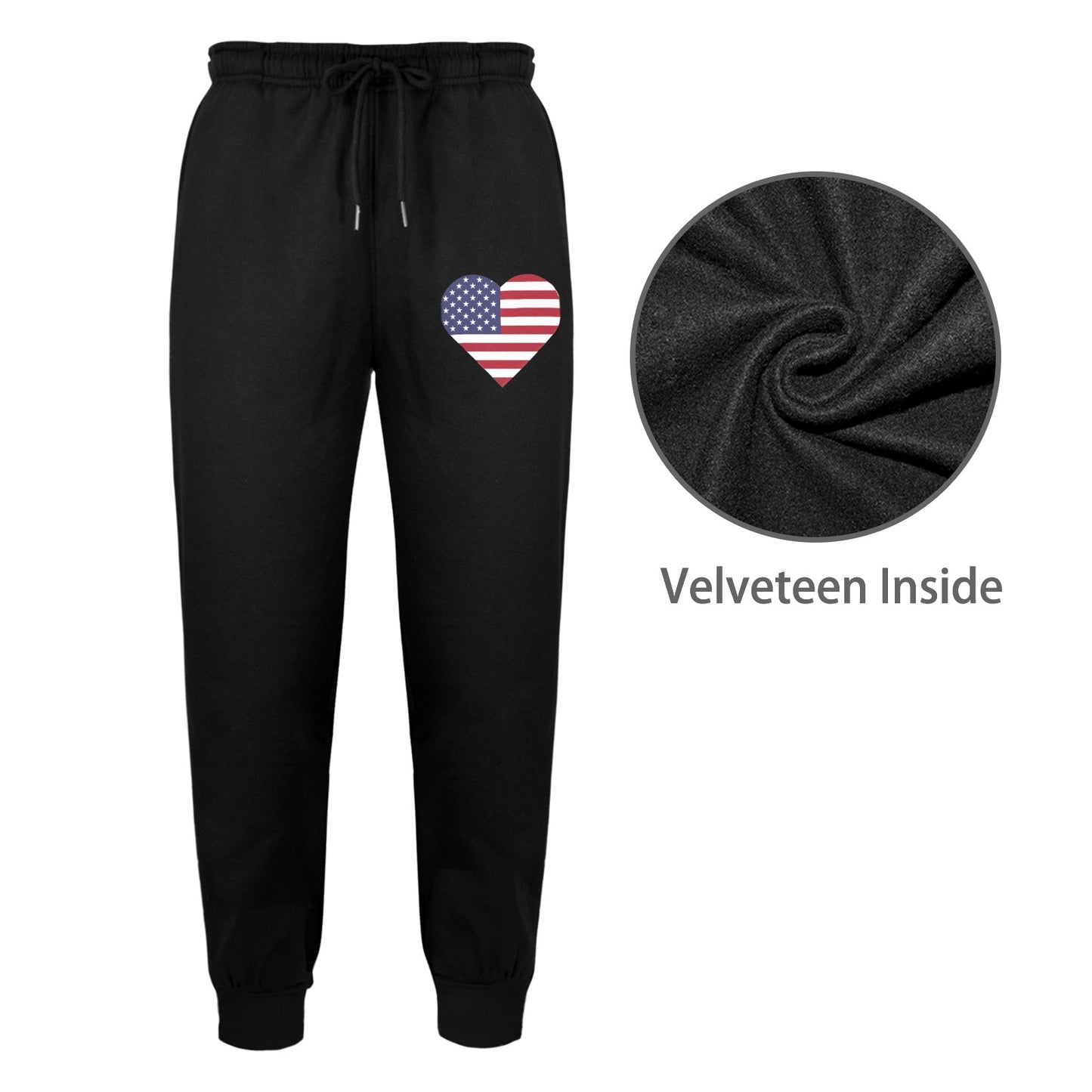 USA/American Flag Inspired Heart Unisex Fleece Sweatpants (Left Printing) | Ships from USA