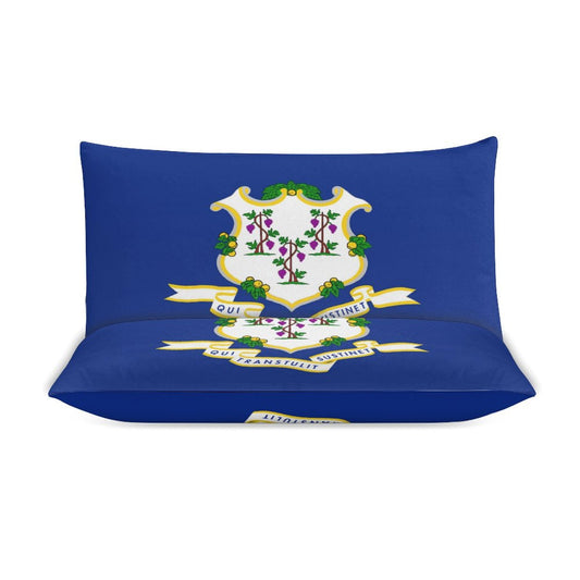 Connecticut Flag Inspired 3-Piece Bedding Set (1 Duvet Cover + 2 Pillow Shams) – 102"×90"