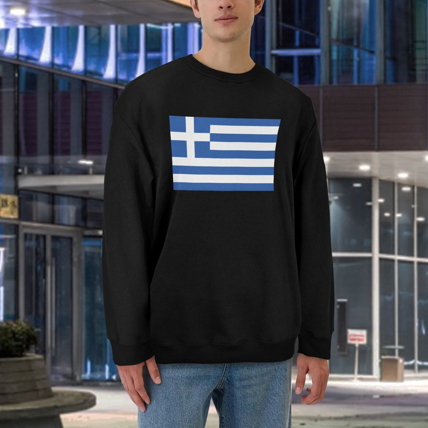 Greece Flag Unisex Fleece Sweatshirt (Made in the USA)