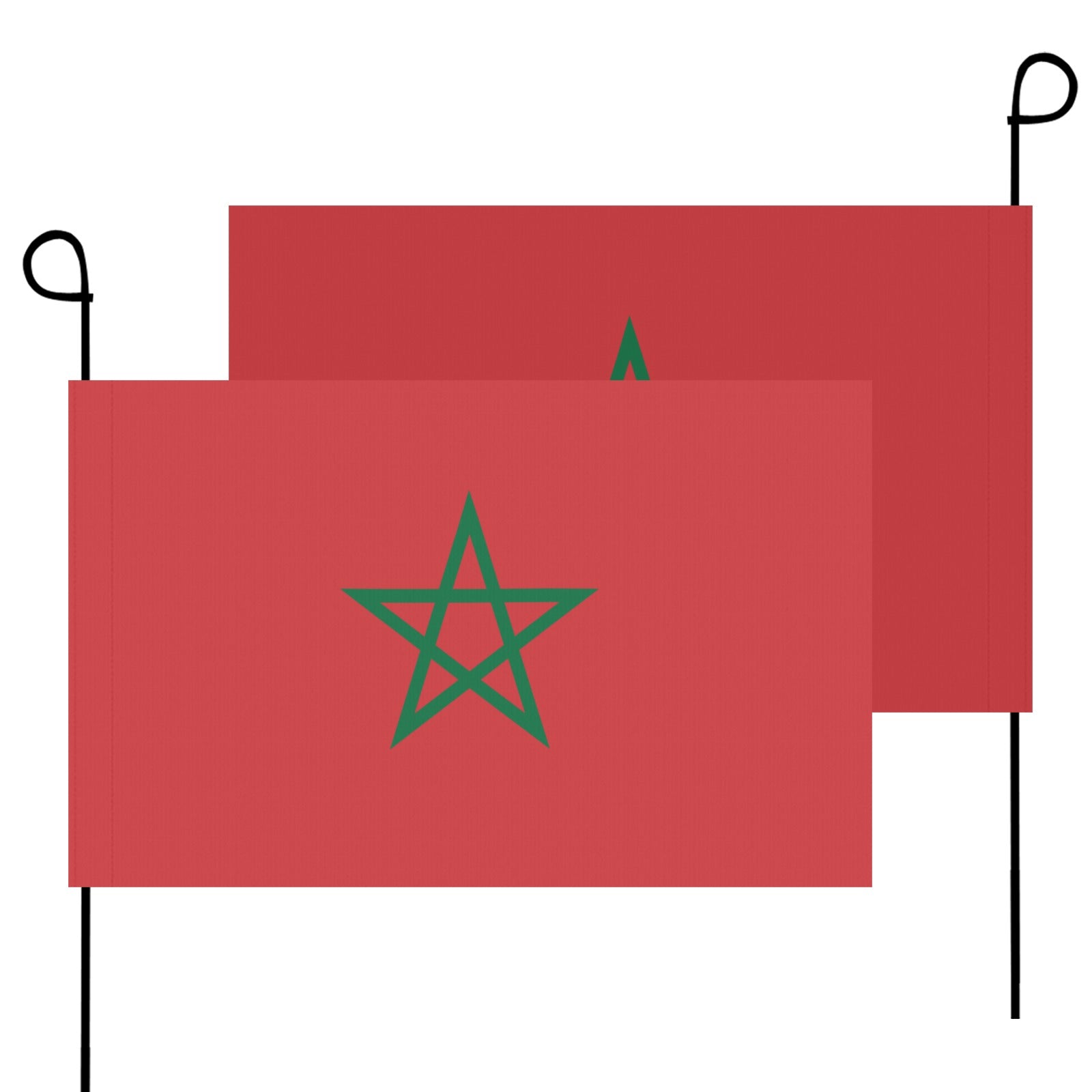Two Moroccan flags with green stars by Luv My Flag.