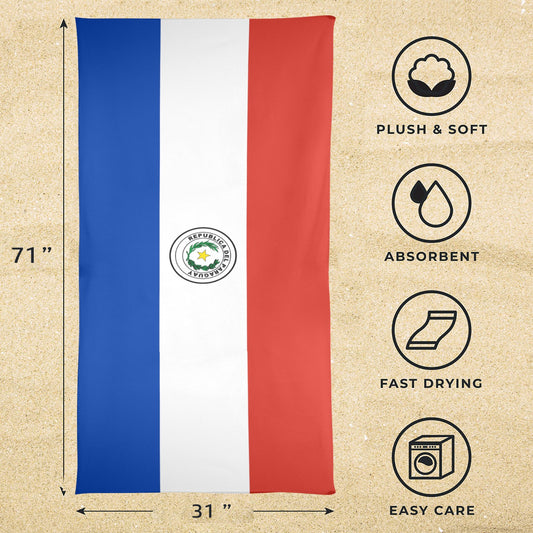 Paraguay Flag Beach Towel 31"x71" (Made in USA)