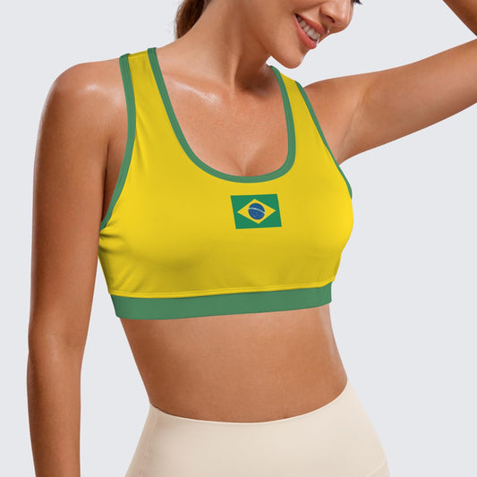 Brasil Flag Racerback Sports Bra