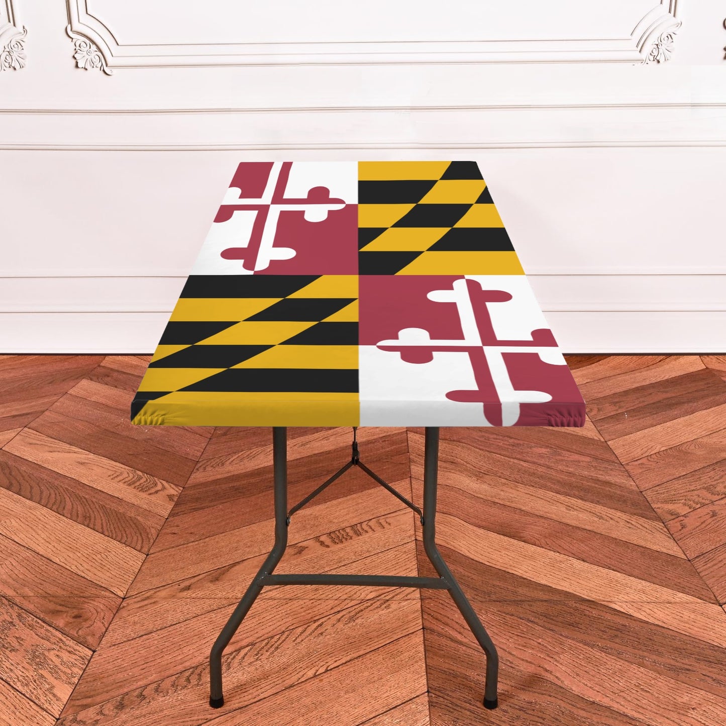 Maryland Flag Inspired Custom Elastic Fitted Tablecloth 72x30 inch (Made in the USA)