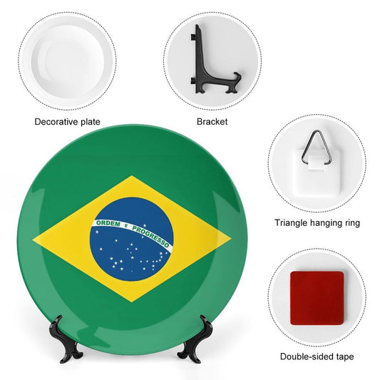 Brazil Flag Inspired Bone China Decorative Plate