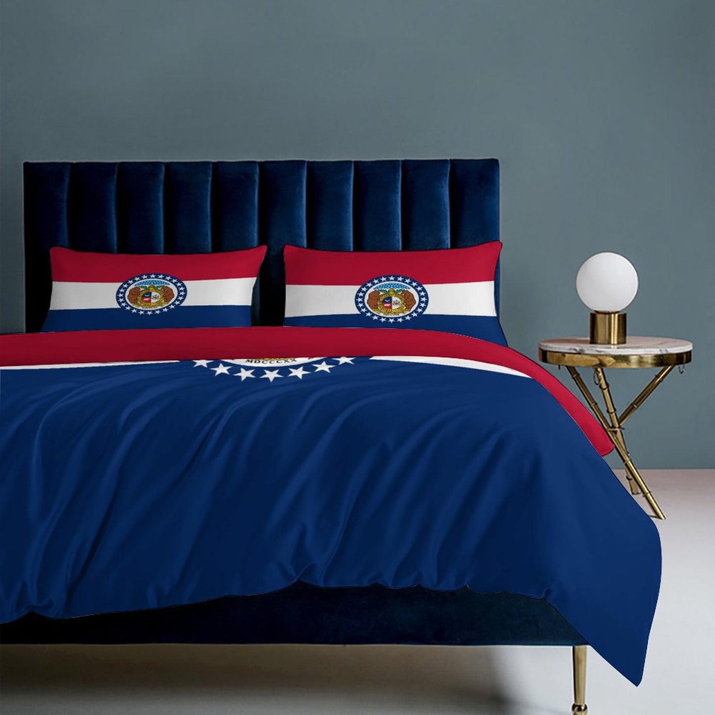 Missouri Flag Inspired 3-Piece Bedding Set (1 Duvet Cover + 2 Pillow Shams) – 102"×90"