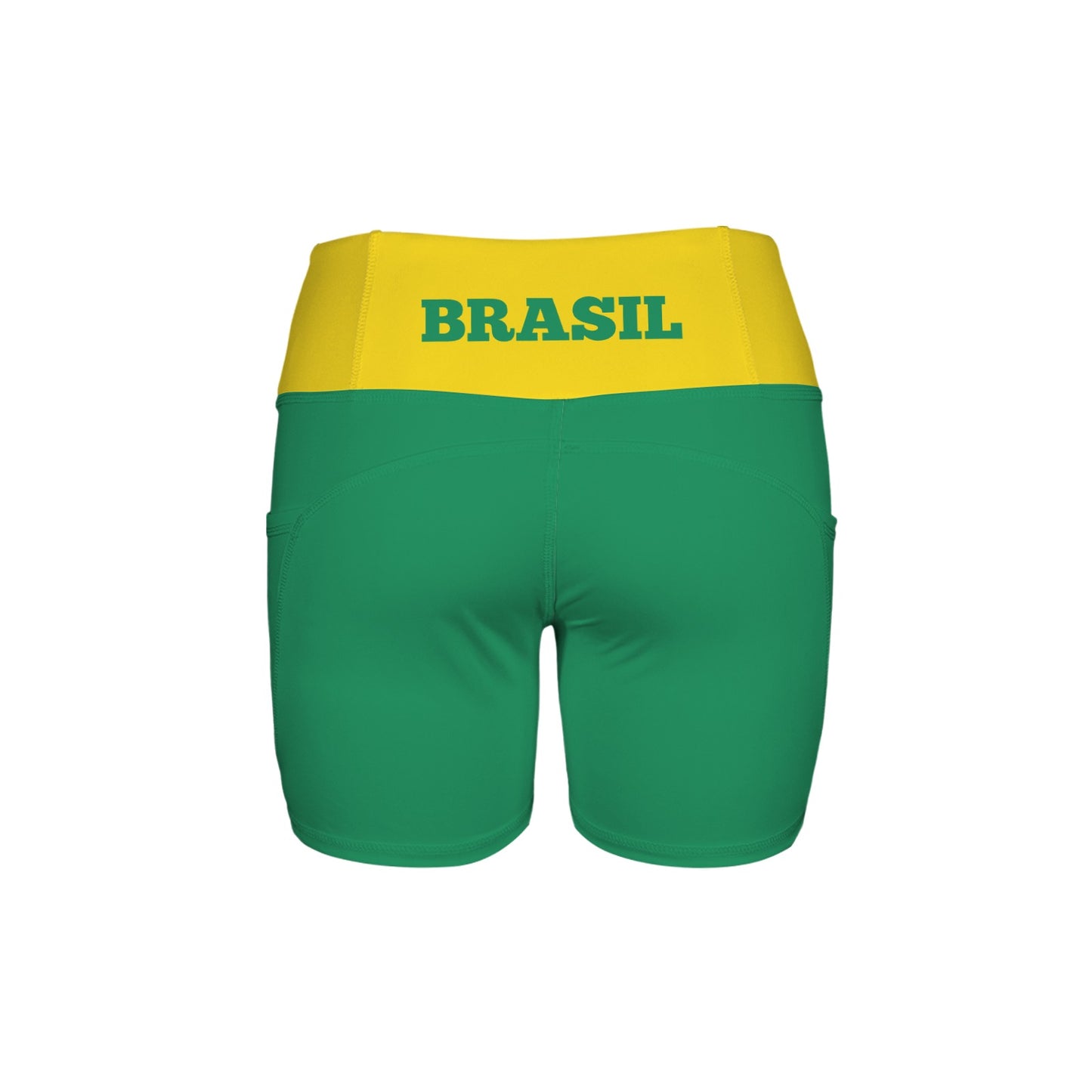Brazil Flag Inspired Pocket Yoga Active Shorts