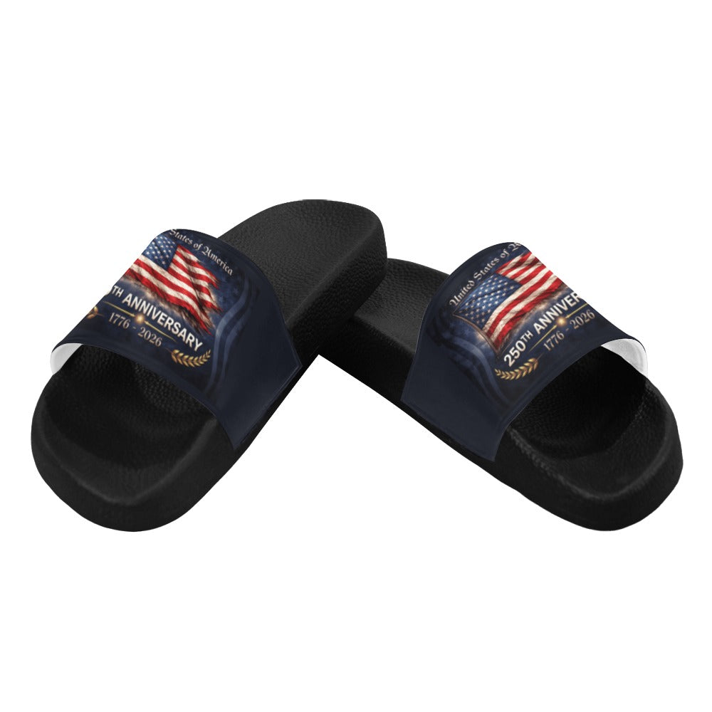 America 250 Year Anniversary USA/American Flag Inspired Women's Slide Sandals