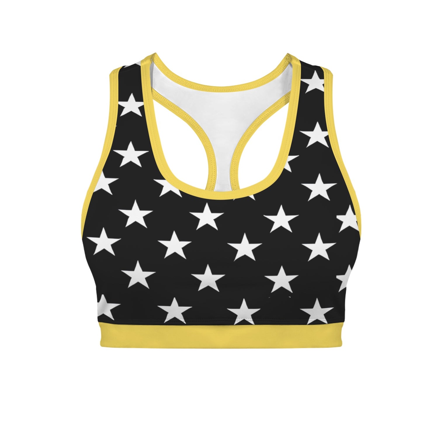 Thin Gold Line Flag Racerback Sports Bra
