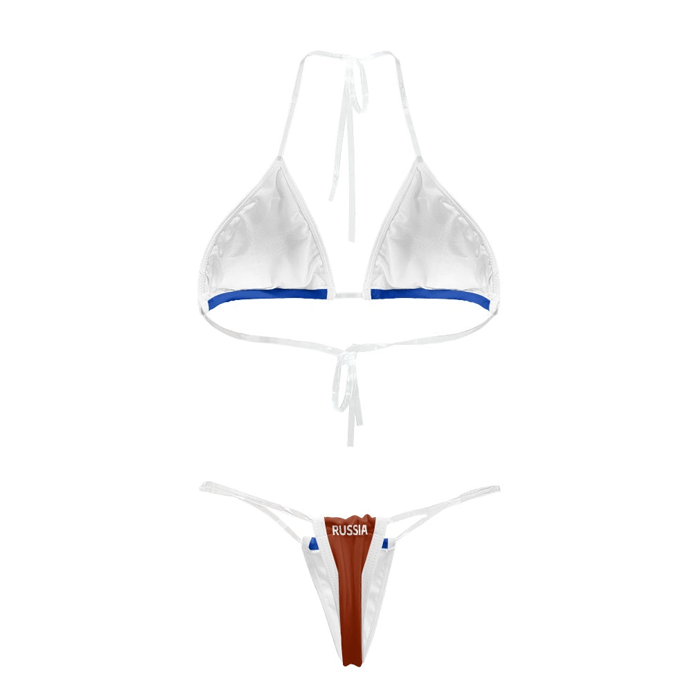 Russia Flag Inspired Transparent String Thong Bikini (style-2)