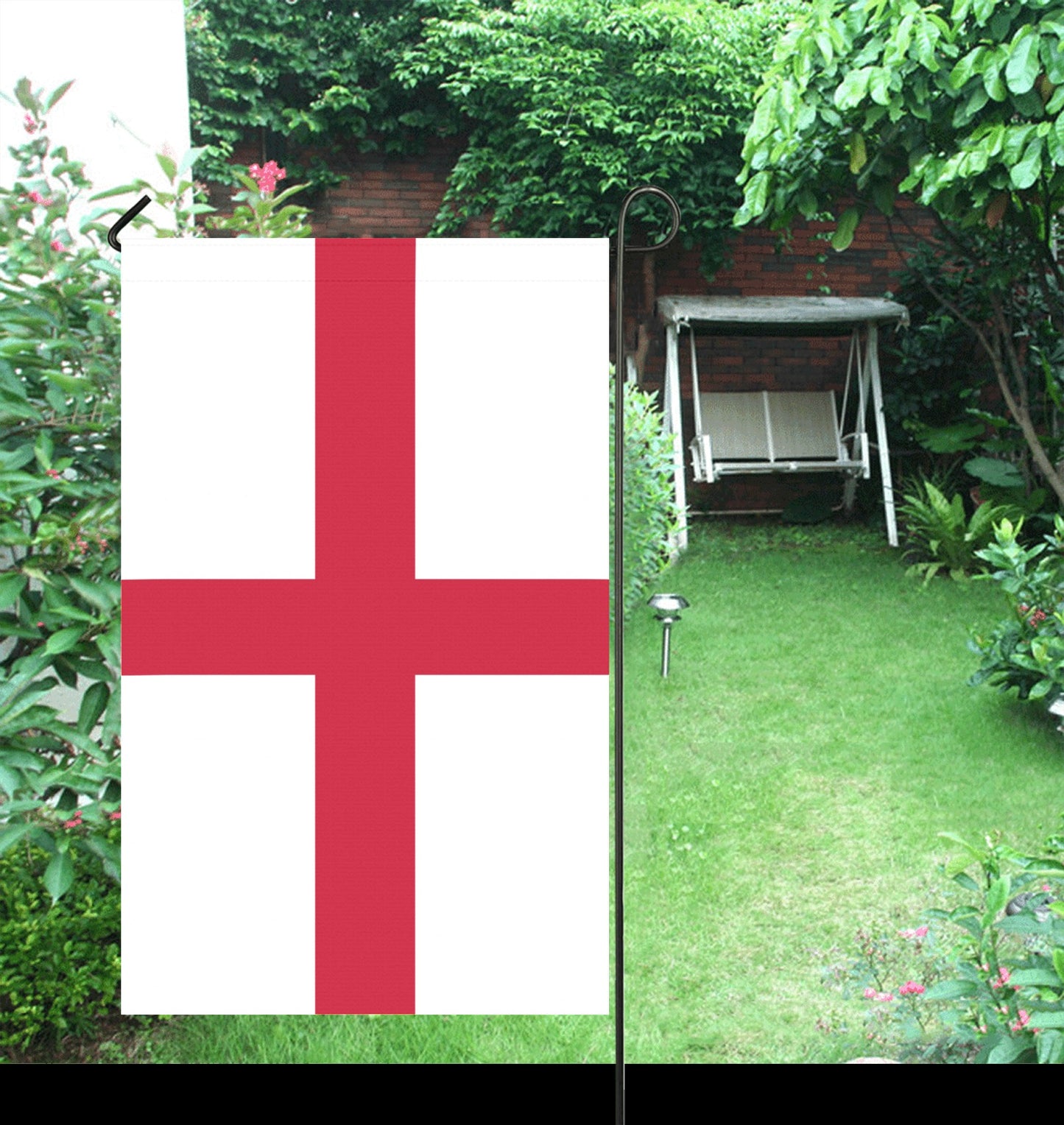 Luv My Flag garden flag featuring England's Saint George Cross.
