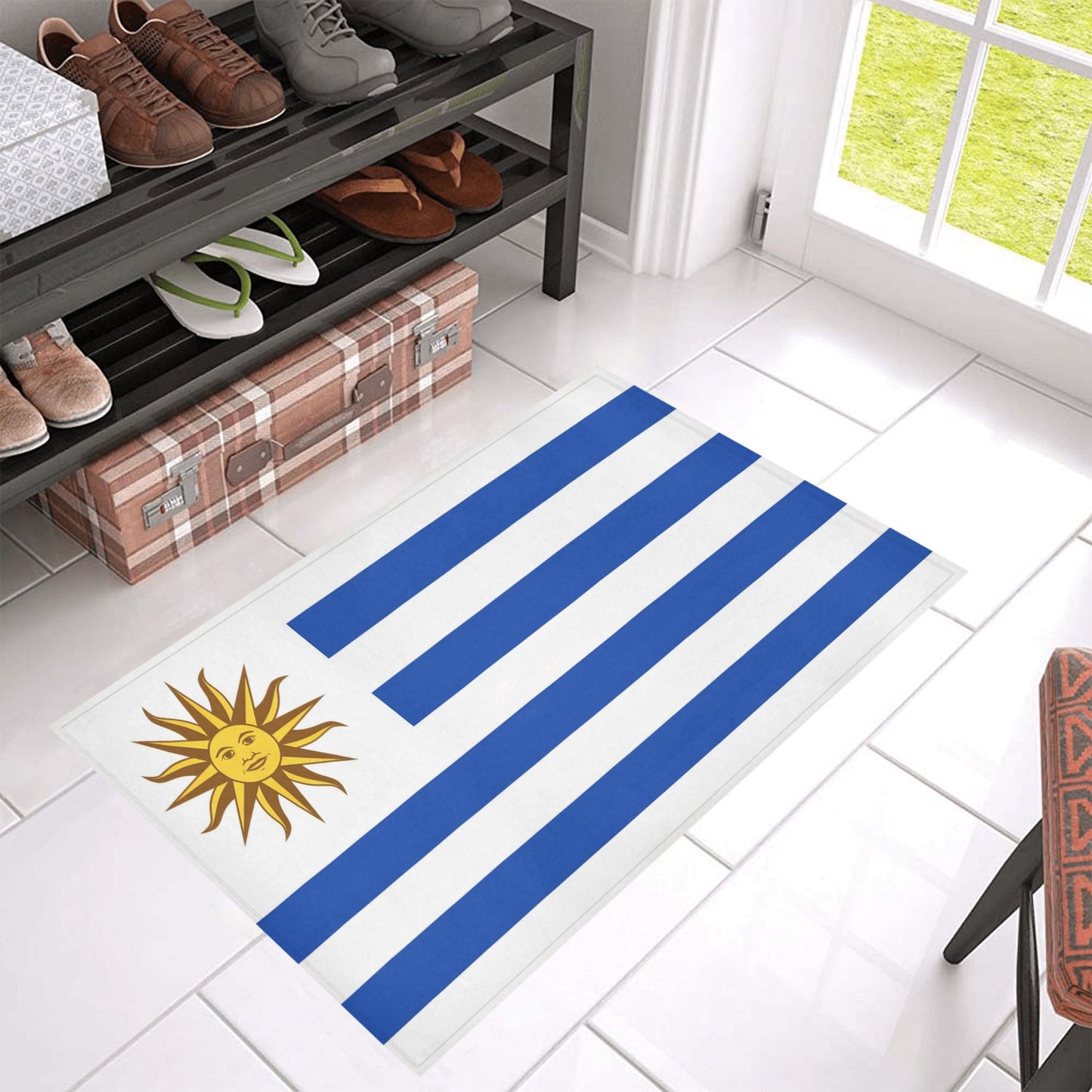 Uruguay Flag Inspired Doormat 30" x 18" (Sponge Material)