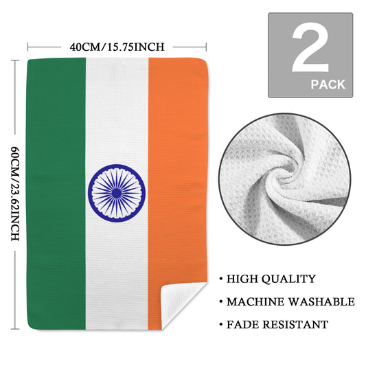 India Flag Inspired Kitchen Towel 40X60cm (Pack of 2) (Made in the USA)