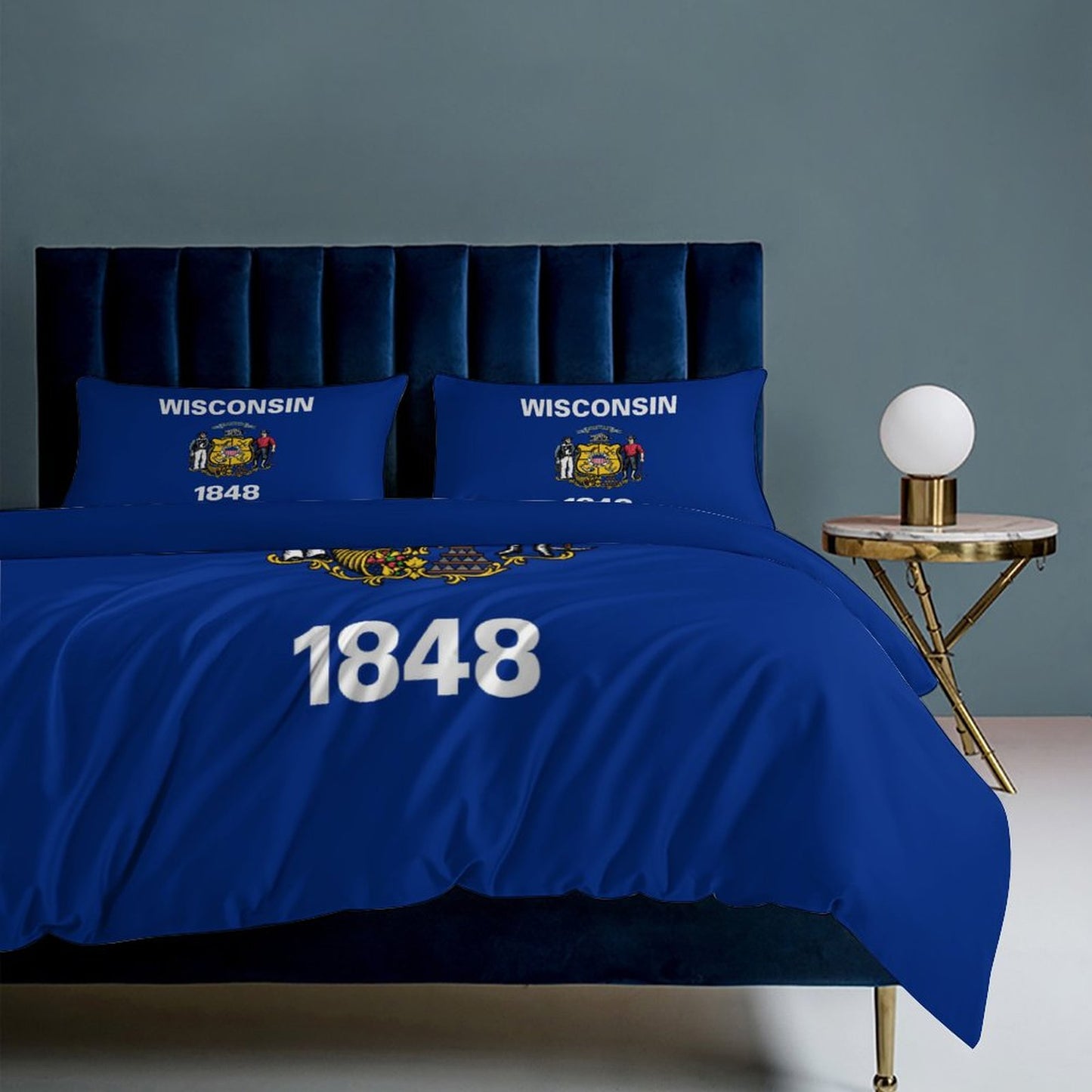 Wisconsin Flag Inspired 3-Piece Bedding Set (1 Duvet Cover + 2 Pillow Shams) – 102"×90"