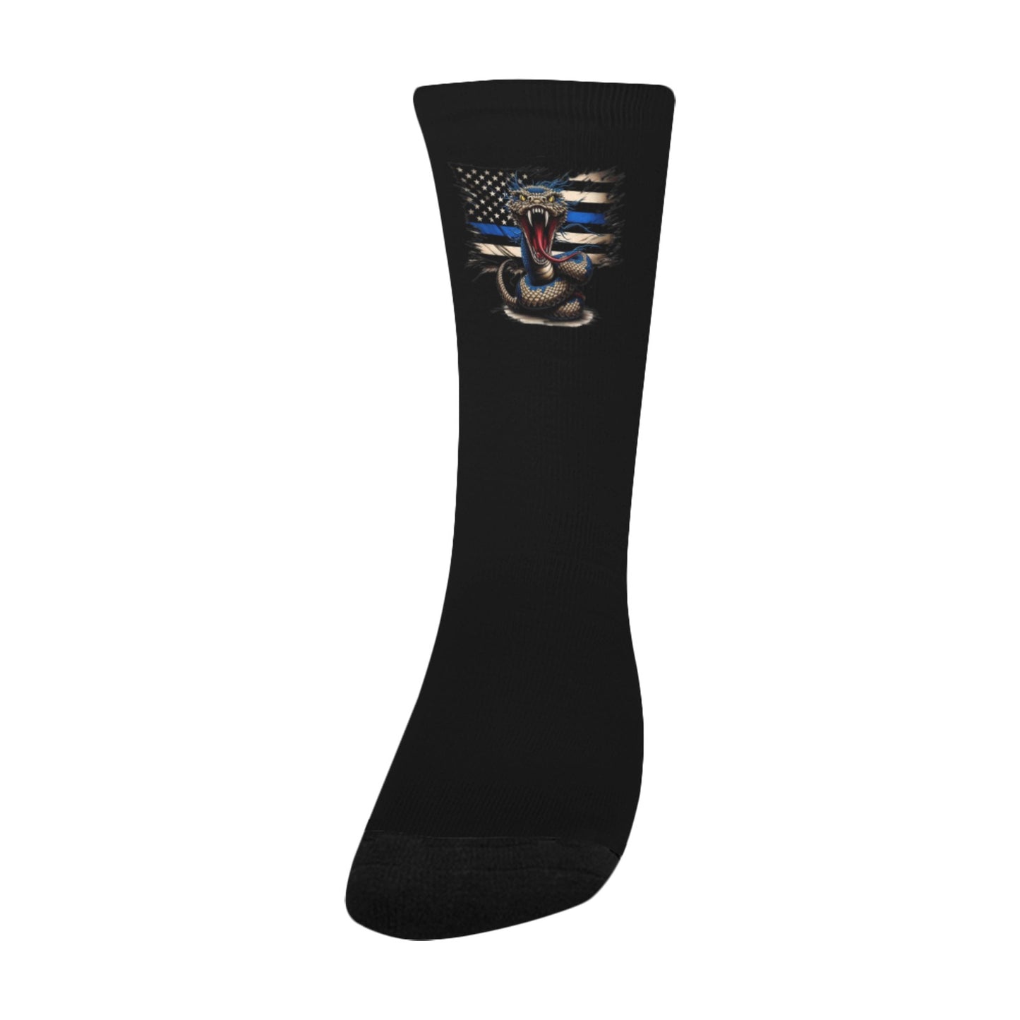 Thin Blue Line Flag Inspired Snake Kid's Custom Socks (Made in the USA)