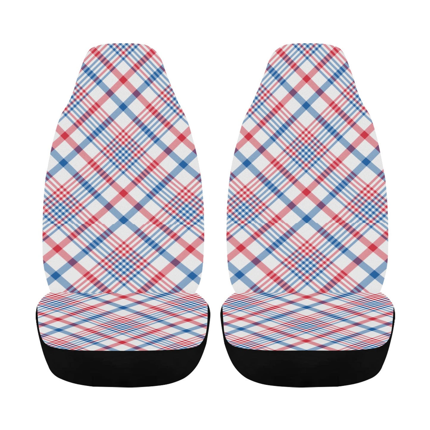 USA/American Flag Inspired Plaid Pattern Car Seat Cover Airbag Compatible(Set of 2)