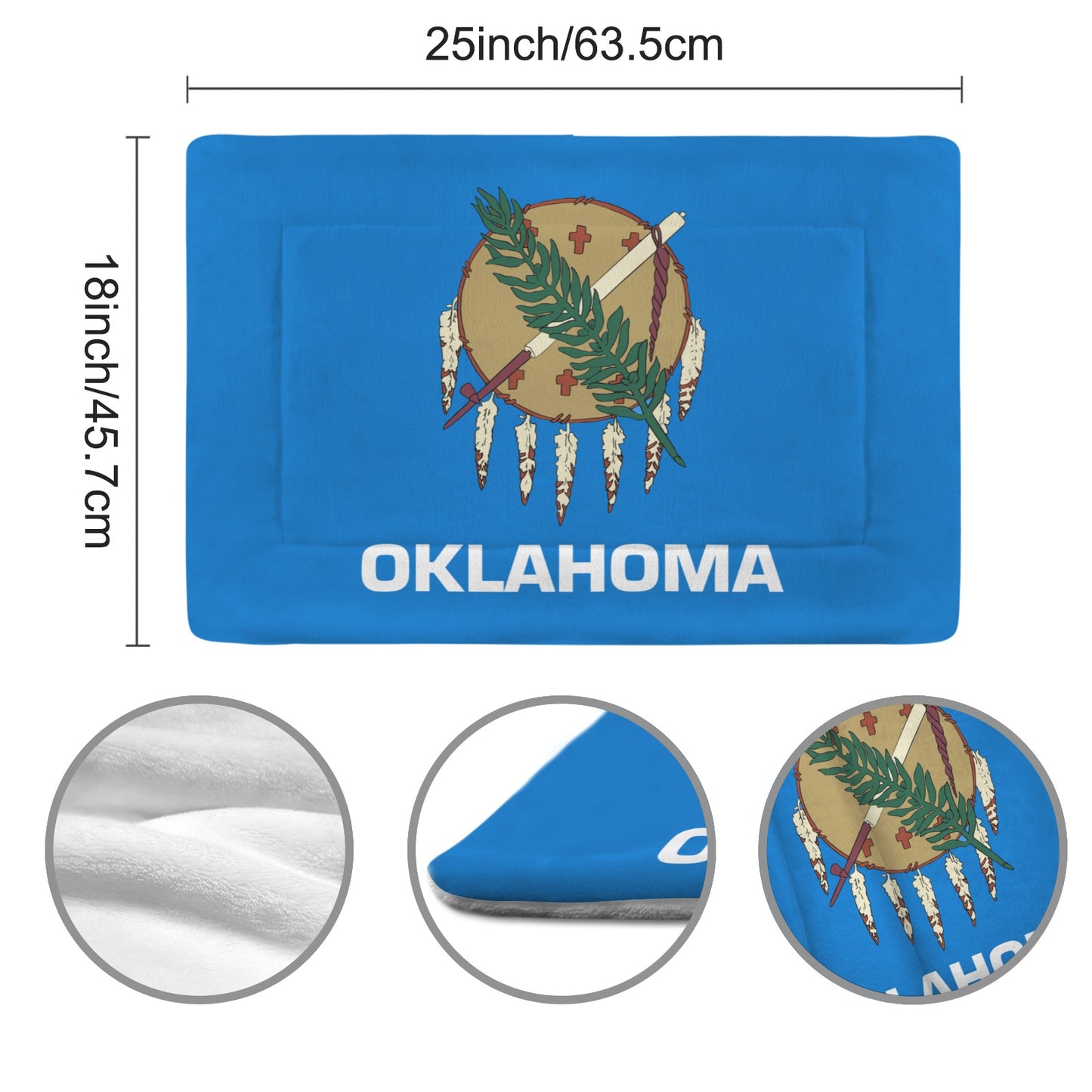 Oklahoma Flag Inspired Pet Mat 25x18inch (Made in the USA)