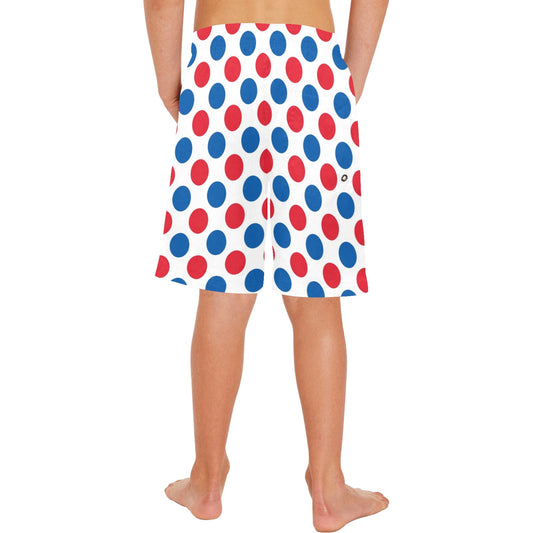 USA/American Flag Inspired Polka Dot Pattern Boys Beach Shorts