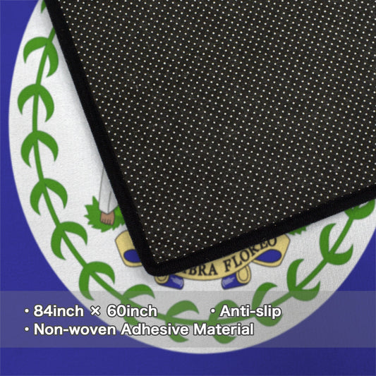Belize Flag Inspired 84x60 Inch Area Rug with Black Binding (Made in the USA)