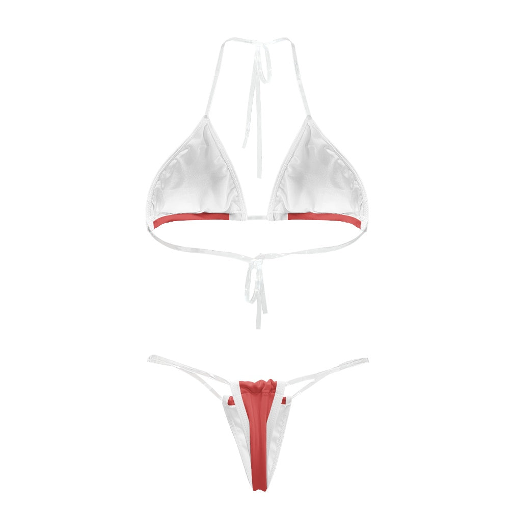Canada Flag Inspired Transparent String Thong Bikini