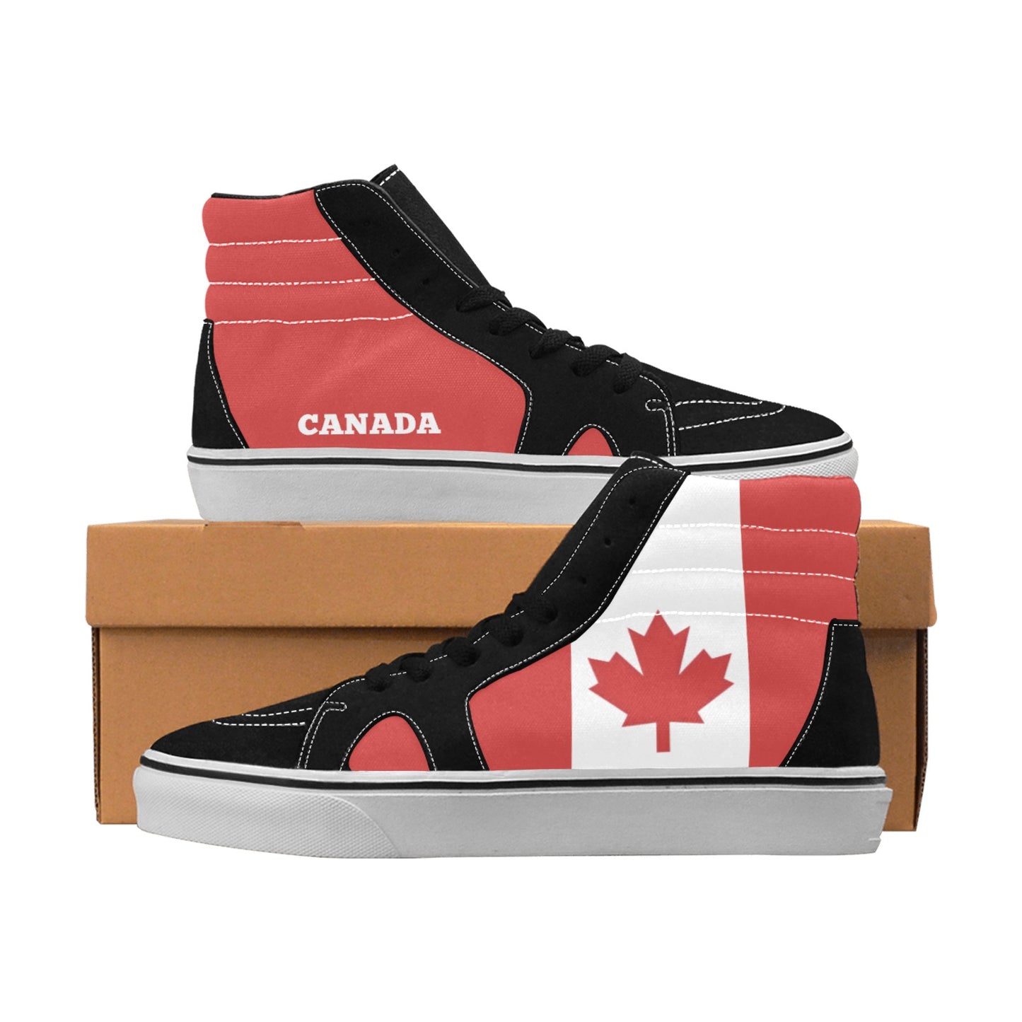 Canada Flag Inspired Women's High Top Canvas Shoes