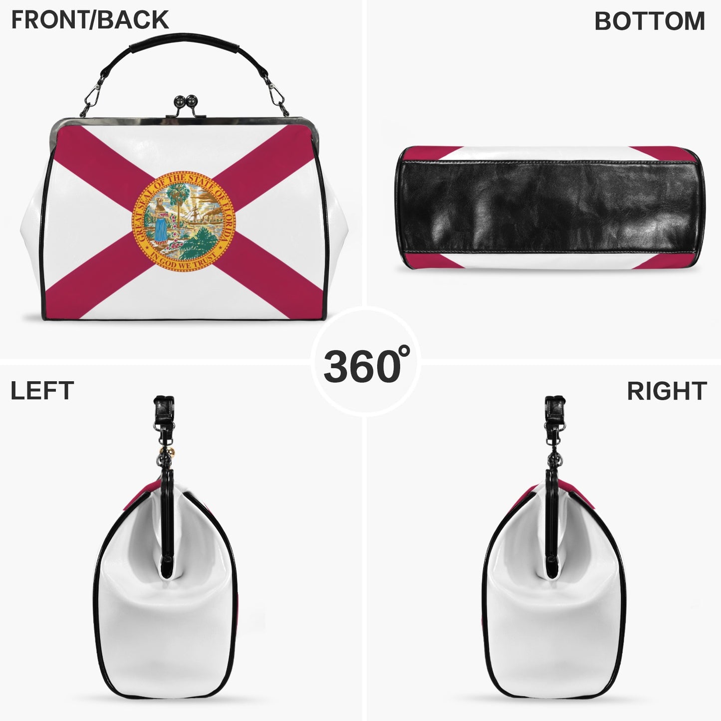 Florida Flag Inspired Kisslock Crossbody Shoulder Bag-Large