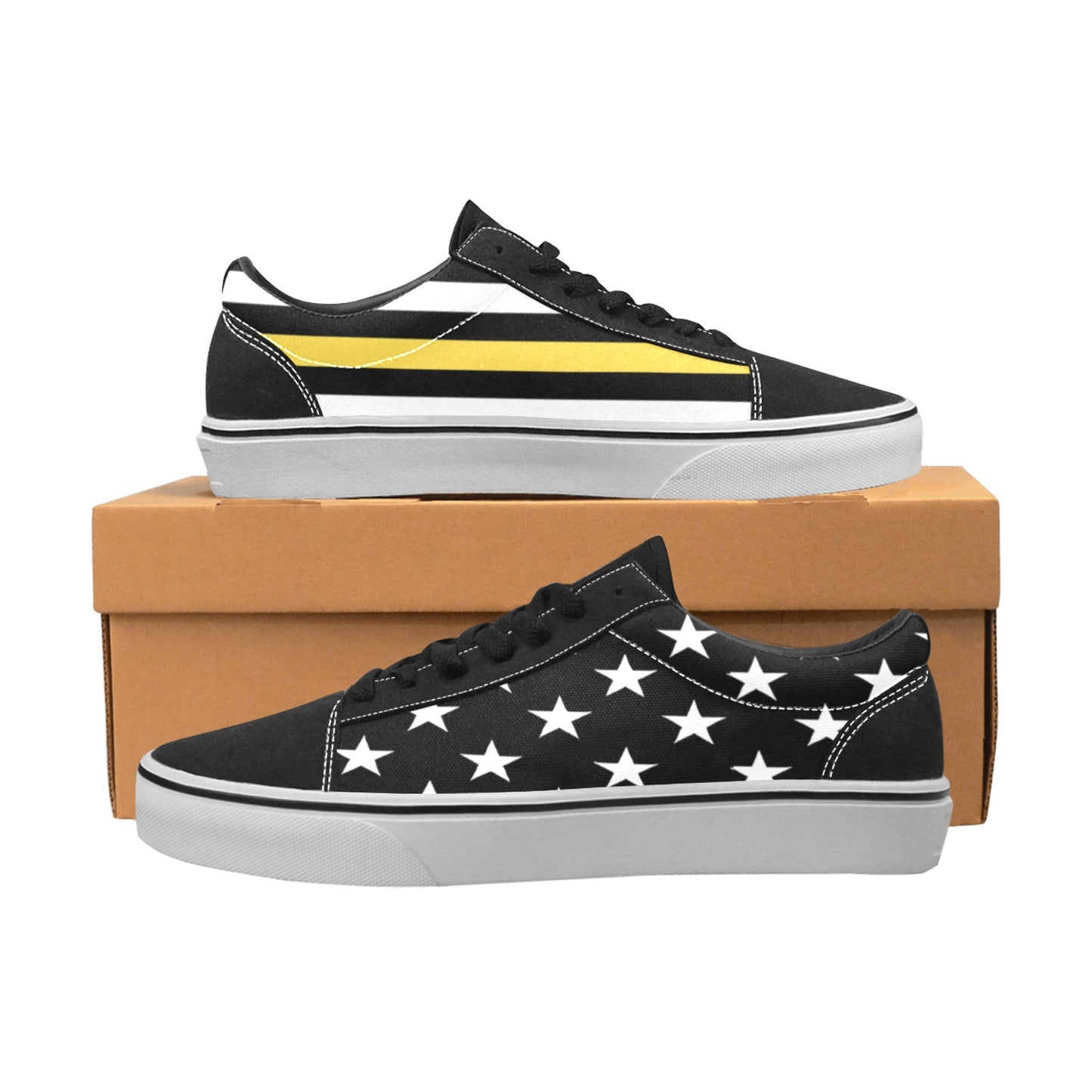 Thin Gold Line Flag Inspired Women's Lace-Up Canvas Shoes