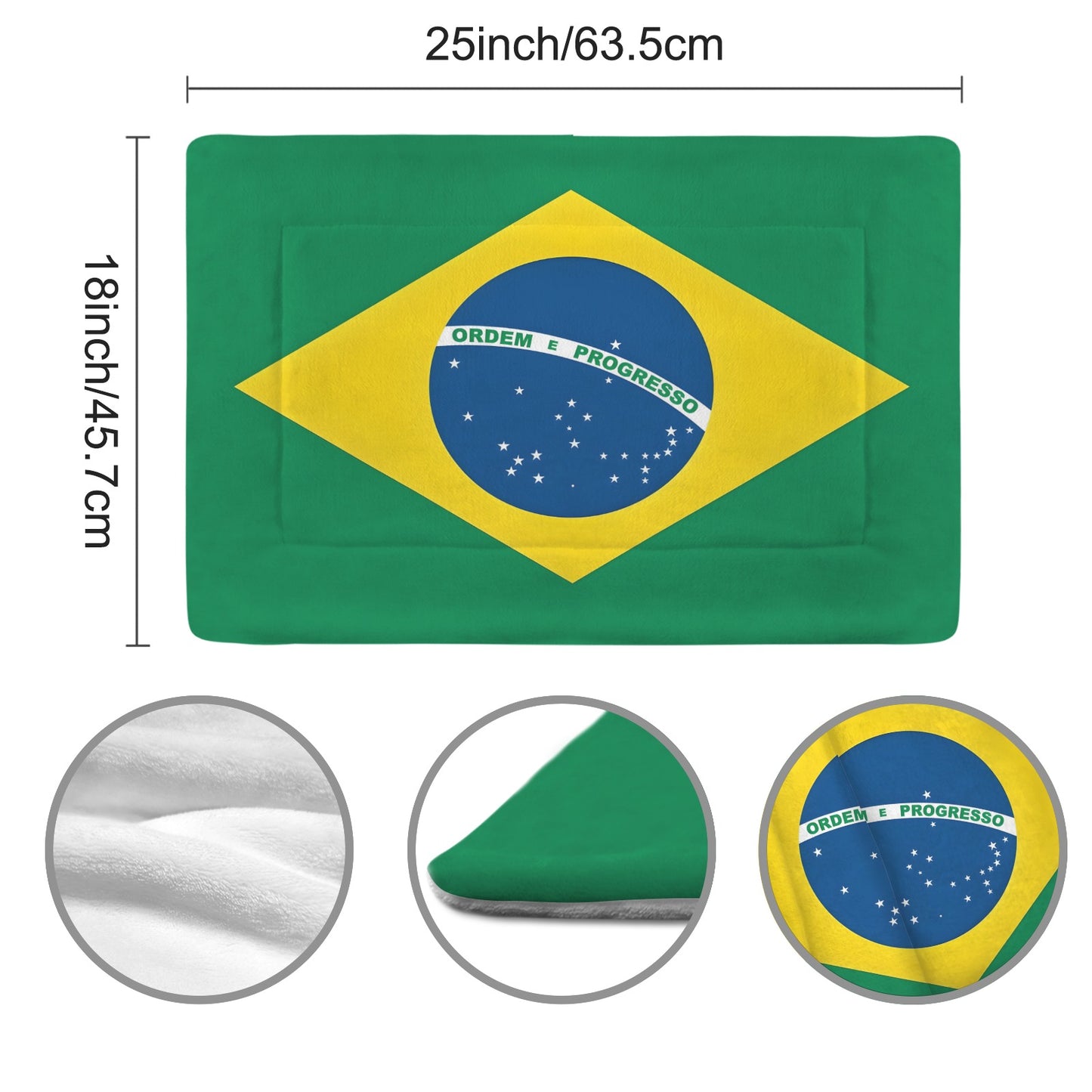 Brazil Flag Inspired Pet Mat 25x18inch (Made in the USA)
