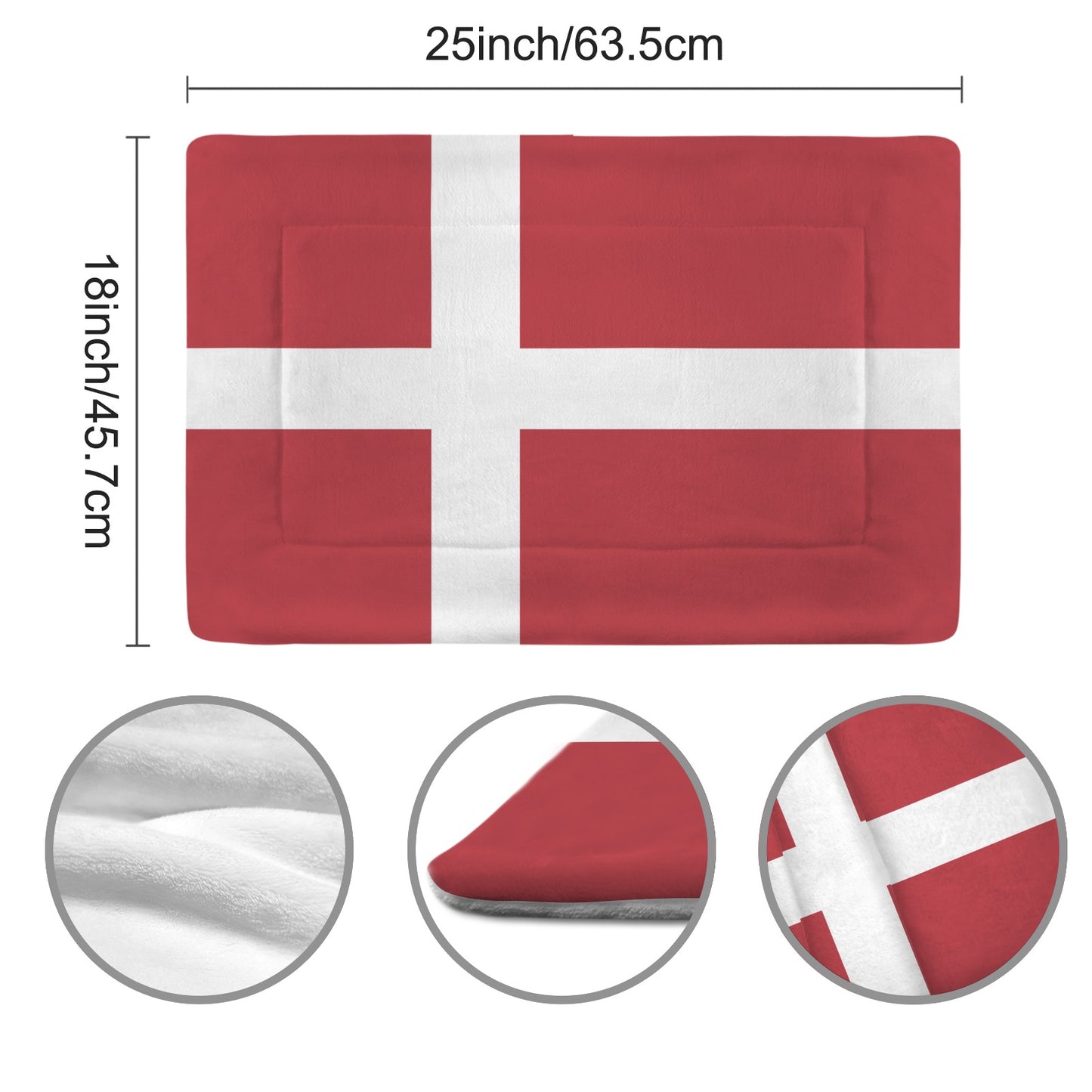 Denmark Flag Inspired Pet Mat 25x18inch (Made in the USA)