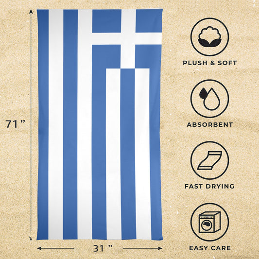 Greece Flag Beach Towel 31"x71" (Made in USA)