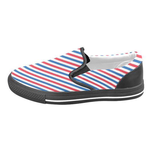 USA/American Flag Inspired Striped Pattern Slip-on Canvas Kid's Shoes