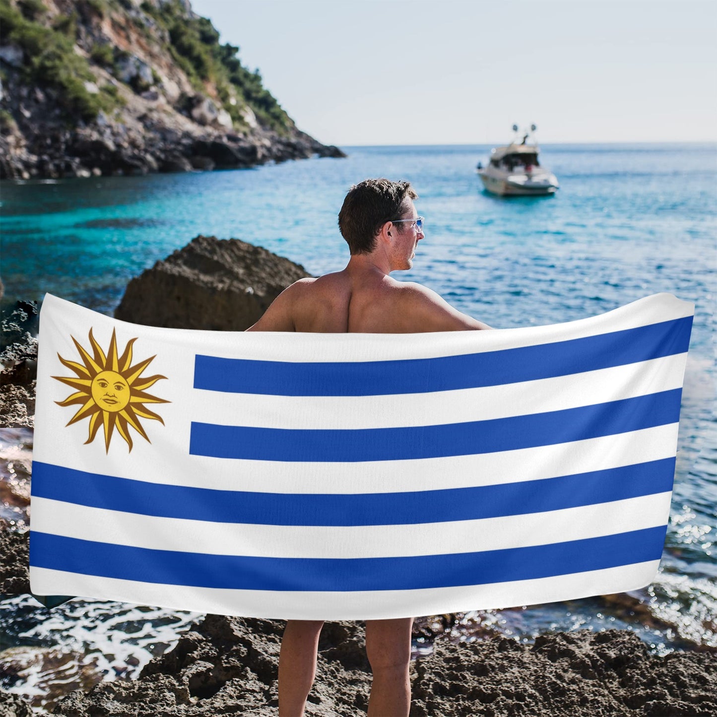 Uruguay Flag Beach Towel 31"x71" (Made in USA)