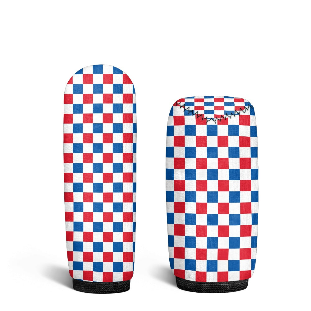 USA/American Flag Inspired Checkered Pattern Gear Lever Cover+Hand Brake Cover