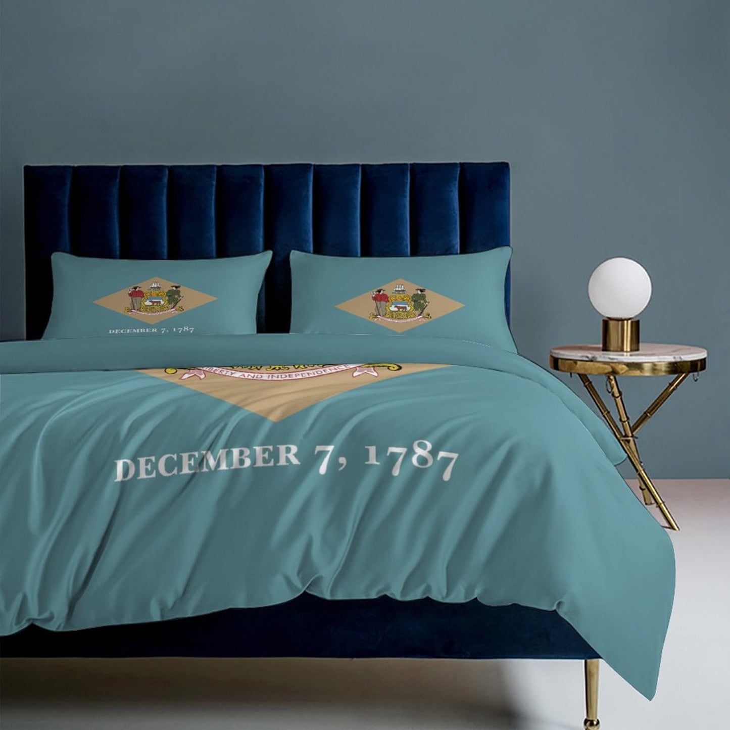 Delaware Flag Inspired 3-Piece Bedding Set (1 Duvet Cover + 2 Pillow Shams) – 102"×90"