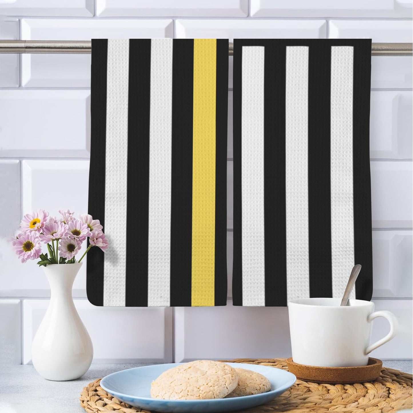 Thin Gold Line Flag Inspired Kitchen Towel 40X60cm (Pack of 2) (Made in the USA)