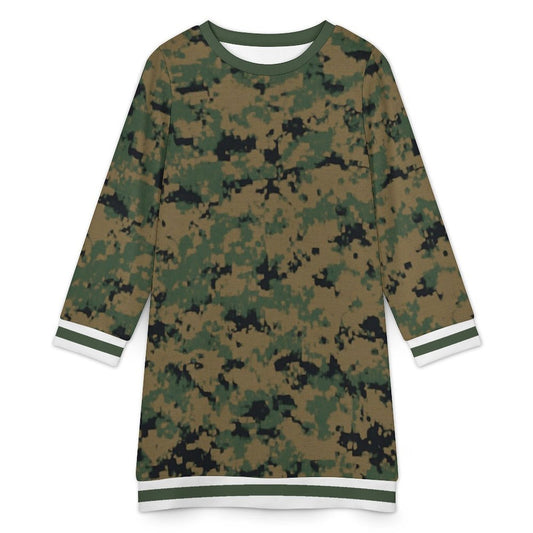 Thin Green Line Flag Inspired On Digital Camo Sweater Dress