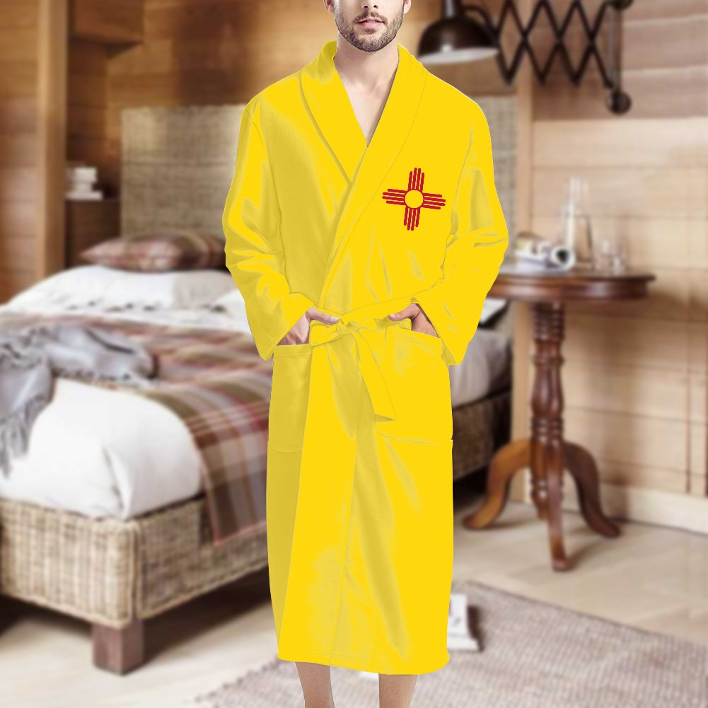 New Mexico Flag Inspired Bathrobe – Stay Bold in Maroon and Gold