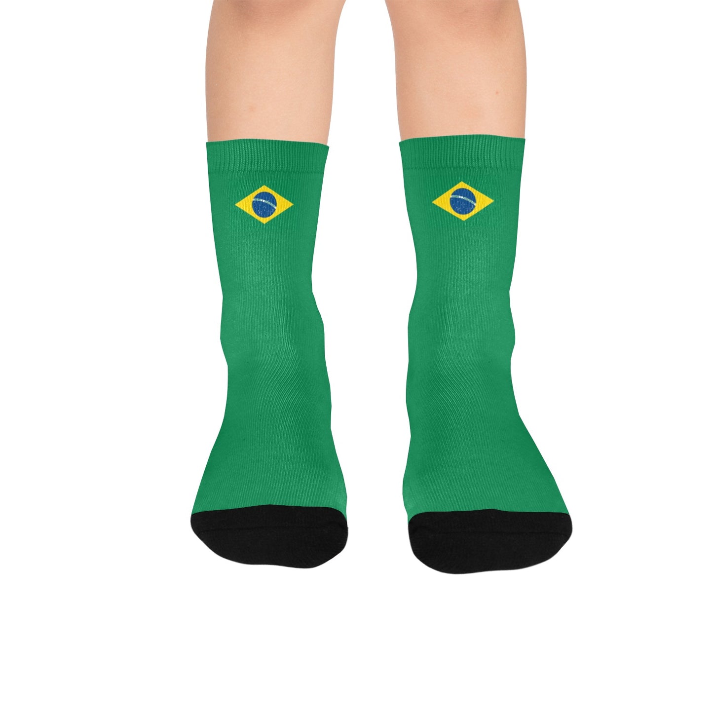 Brazil Flag Inspired Kid's Custom Socks (Made in the USA)