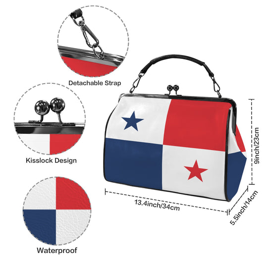 Panama Flag Inspired Kisslock Crossbody Shoulder Bag-Large