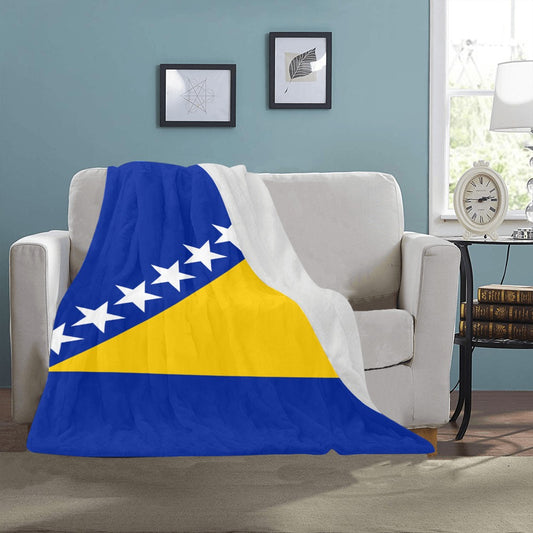 Cozy blanket with Bosnia flag design by Luv My Flag.