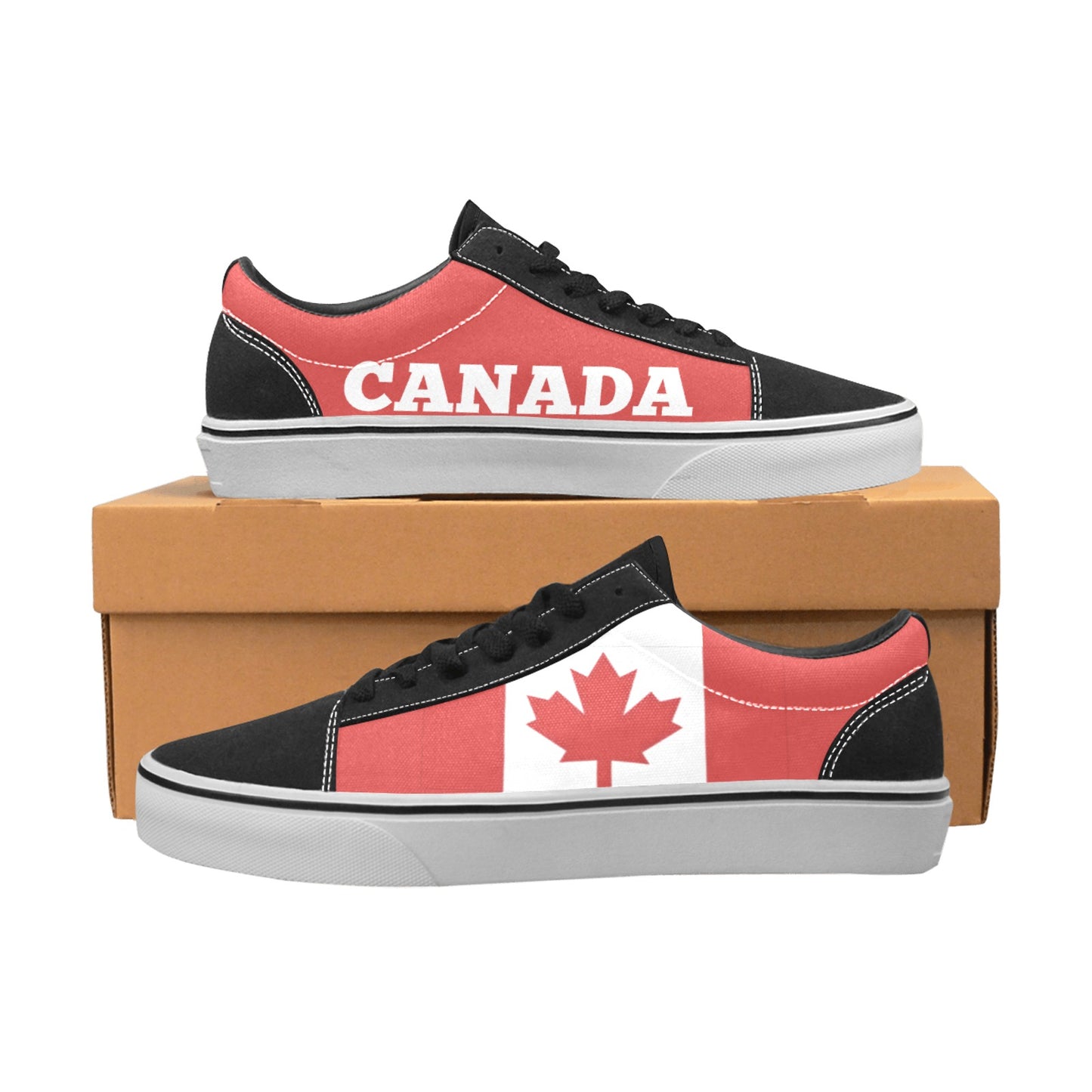 Canada Flag Inspired Men's Lace-Up Canvas Shoes
