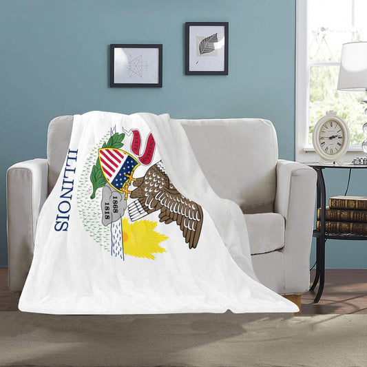 Cozy Luv My Flag blanket displaying Illinois state emblem.
