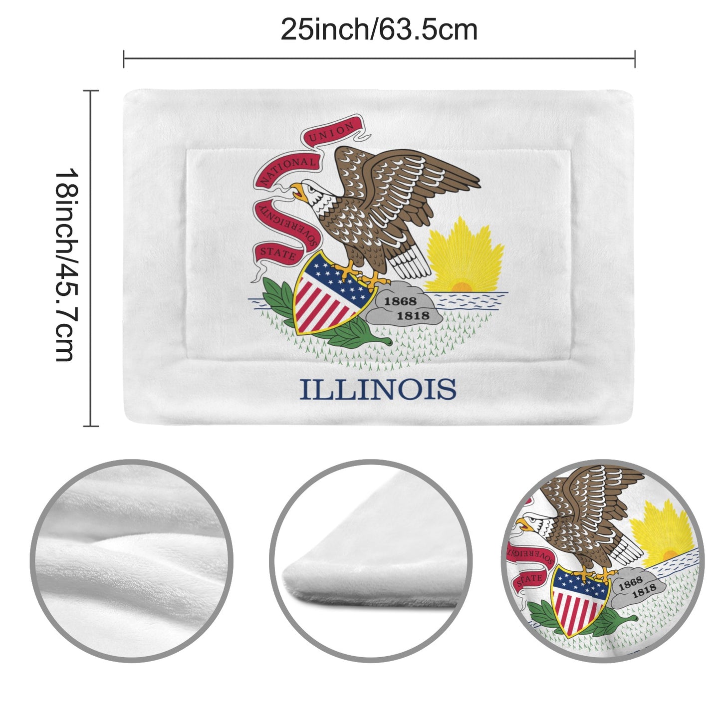 Illinois Flag Inspired Pet Mat 25x18inch (Made in the USA)