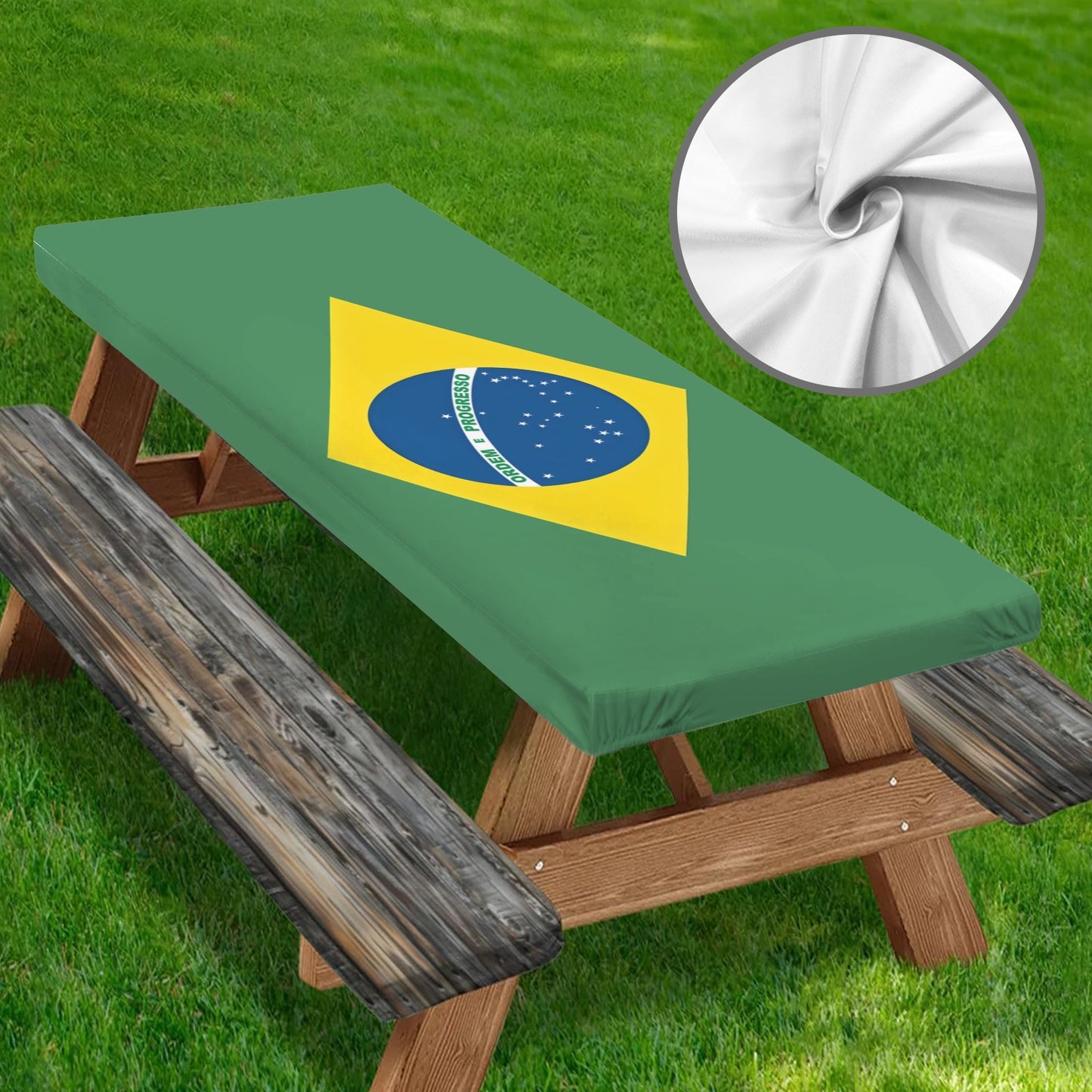 Brazil Flag Picnic Table Cover (72" x 30") (Made in the USA)