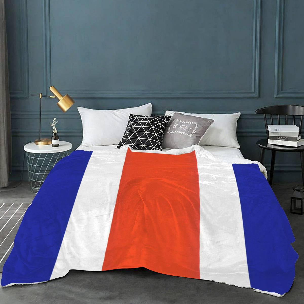 Costa Rica Flag Inspired Sherpa Fleece Blanket 90" x 108" | Prtinted in the USA