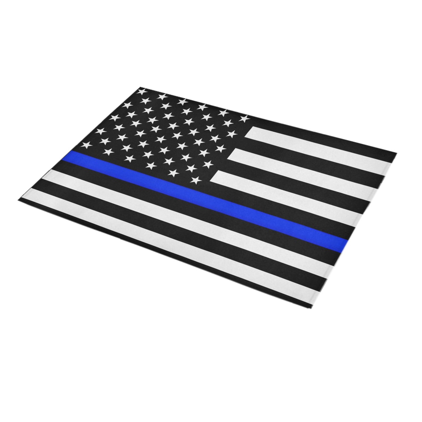 Thin Blue Line Flag Inspired Doormat 30" x 18" (Sponge Material)